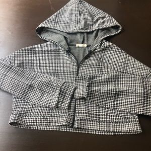 Forever 21 Houndstooth cropped hoodie jacket